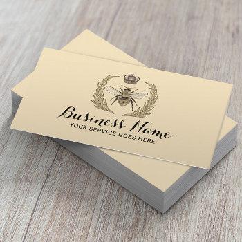 royal queen bee laurel wreath logo beauty salon business card