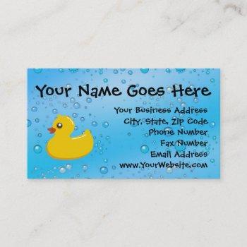 rubber duck blue bubbles personalized kids business card