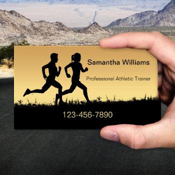 Small Running Athletics Sports Coach Business Card Front View