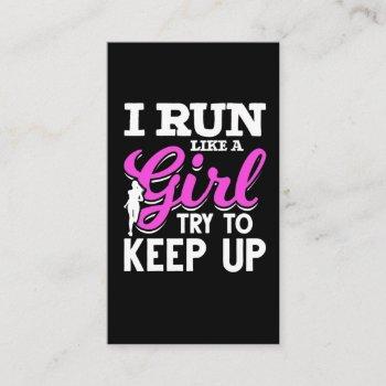 running marathon girl athlete runner business card