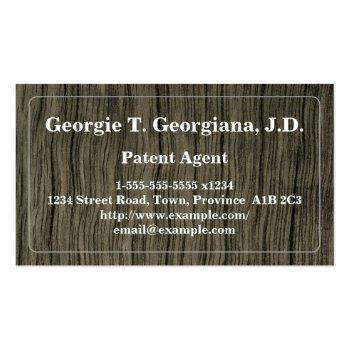 Small Rustic And Conservative Patent Agent Business Card Front View