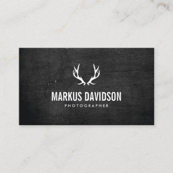 rustic antlers on black wood photographers, craft business card