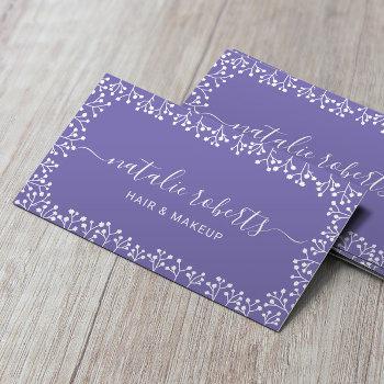 rustic baby's breath flowers purple salon & spa business card