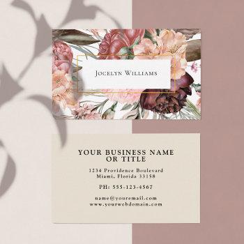 rustic boho floral watercolor bouquet business card