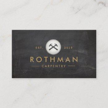 rustic carpenter  round saw construction carpentry business card