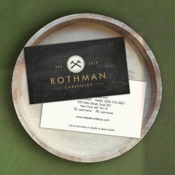 rustic carpenter  round saw construction carpentry business card