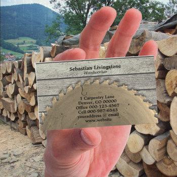 rustic circular saw carpentry professional business card