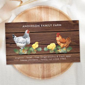 rustic country chicken farm fresh eggs watercolor business card
