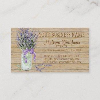 rustic country mason jar french lavender bouquet business card