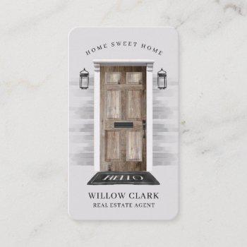rustic country wooden door real estate agent business card