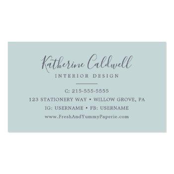 Small Rustic Earth Florals | Mint Business Card Back View