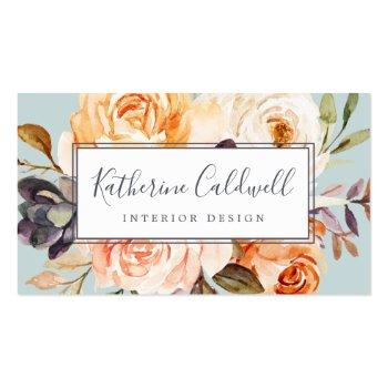 Small Rustic Earth Florals | Mint Business Card Front View