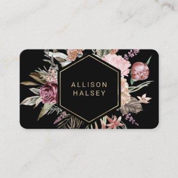 rustic elegant floral with geometric frame business card