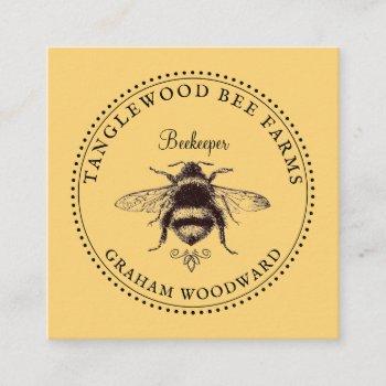 rustic honey bee apiary beekeeper honey products  square business card