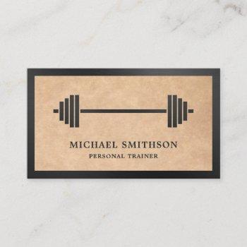 rustic kraft barbell fitness personal trainer business card