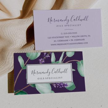 rustic lavender & eucalyptus purple business card
