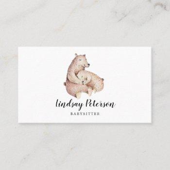 rustic mama bear babysitter business cards