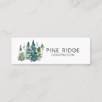 rustic minimalist watercolor pines mini mini business card