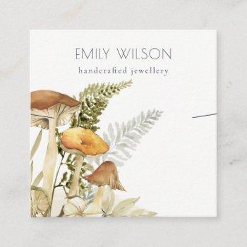 rustic mushroom fern foliage band necklace display square business card