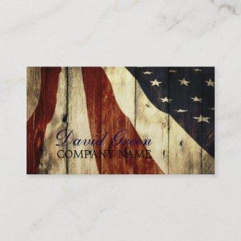 rustic patriotic american wooden construction business card