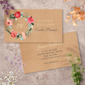 rustic pretty floral garland business card