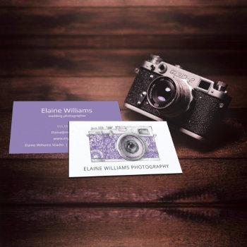 rustic purple floral vintage camera photographer  business card