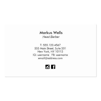 Small Rustic Straight Razor Barber Shop Business Card Back View