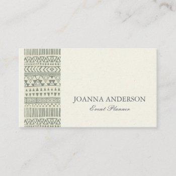 rustic tribal grey bohemian pattern personalized business card