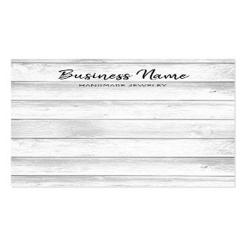 Small Rustic White Barn Wood Earring Jewelry Display Business Card Front View