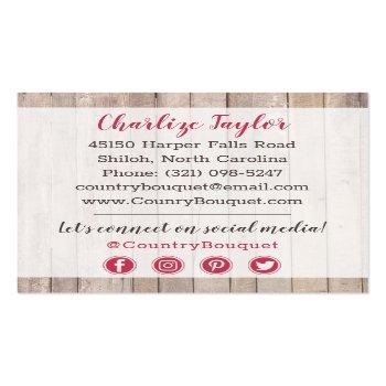 Small Rustic Wood Country Farmhouse Floral Social Media Square Business Card Back View