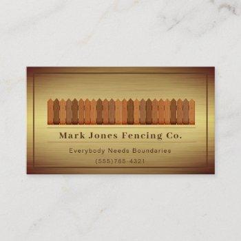 rustic wood design fencing company service business card