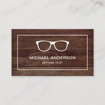 rustic wood eyeglasses eye doctor optometrist business card