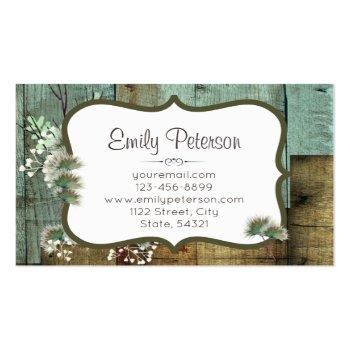 Small Rustic Wood & Floral Wedding Planner Business Card Back View