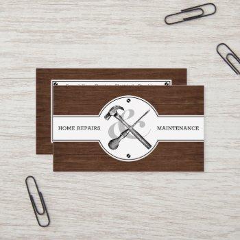 rustic wood grain vintage handyman construction business card