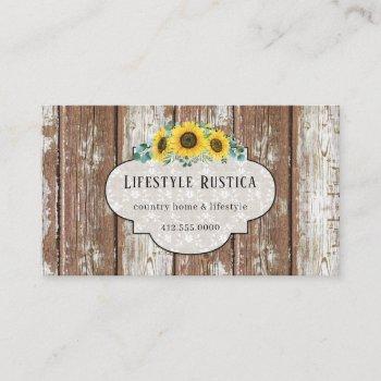 rustic wood lace shabby grunge sunflower  business card