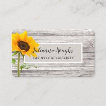 rustic wood print sunflower business card