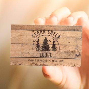 rustic wood wilderness forest vacation rentals business card