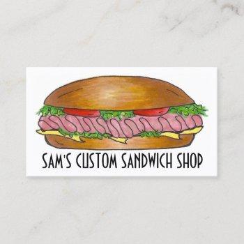 sandwich sandwiches ham cheese hoagie food deli business card