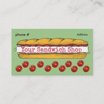 sandwich sub shop loyalty punch business cards