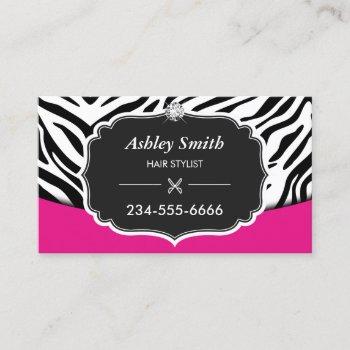 sassy pink zebra print hair stylist appointment