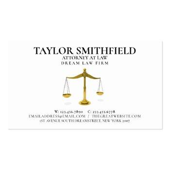 Small Scales Of Justice Gold Lawyer Attorney Business Card Front View