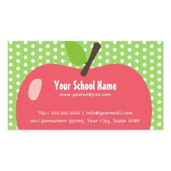 Small School Teacher Childcare Cute Apple Business Card Front View