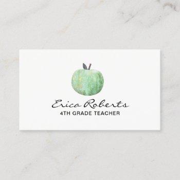 school teacher stylish green apple business card