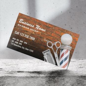 scissor barber pole professional barber shop brick business card
