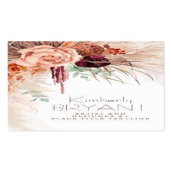 Small Seaside Pampas Grass And Terracotta Flowers Boho Business Card Front View