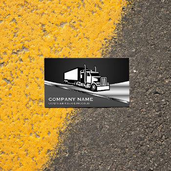 semi truck logo | metallic business card