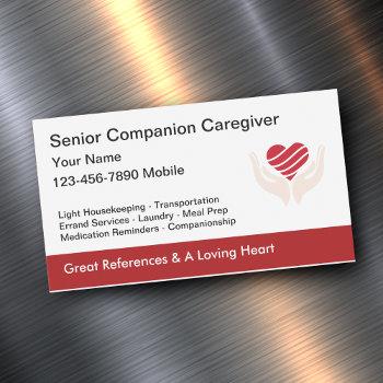 senior caregiver heart and hands design business card magnet