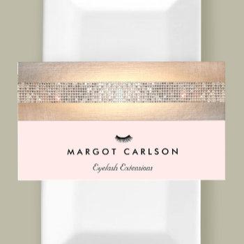 sequin and gold light pink eyelash extensions business card