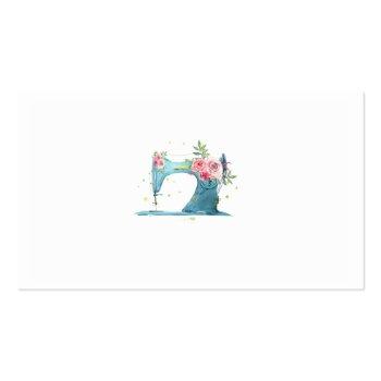Small Sewing Machine Business Card Watercolor Teal Pink Back View