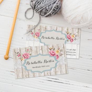 shabby chic floral rustic wood & vintage lace business card